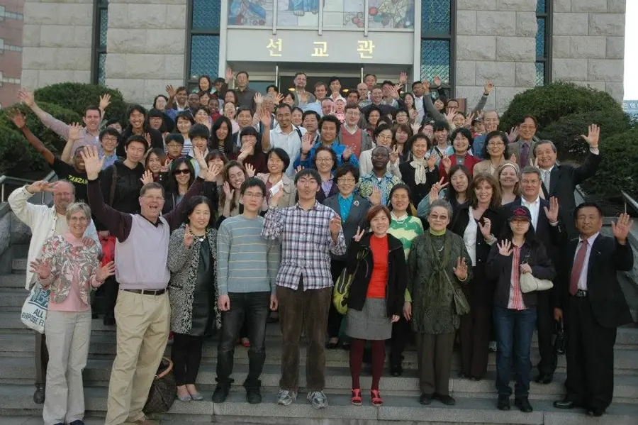 The international congregation on the steps of the mission hall, Seoul