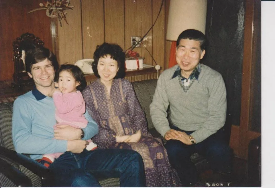 Bill with the retired general's family who housed him during language school