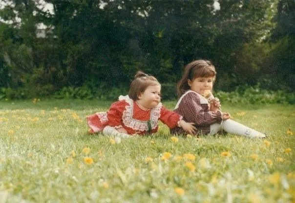 Sarah and Anna in the garden, early 1990s Korea
