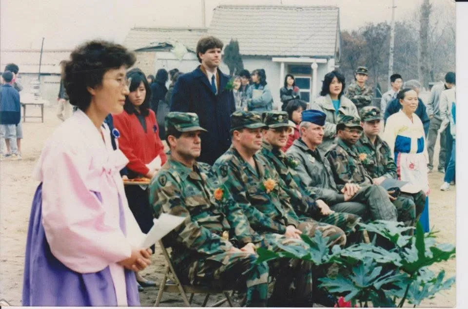 Ceremony at Sungshin Children's Home with US Army officers